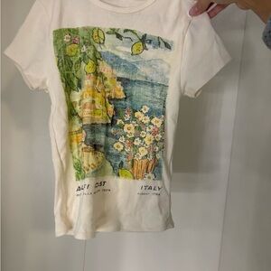 Urban Outfitters Cream Scenic Print Tee